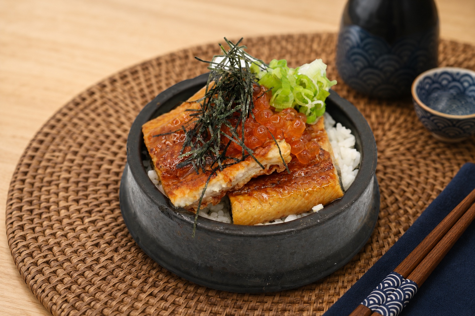 Unagi and Ikura Hot Pot Rice