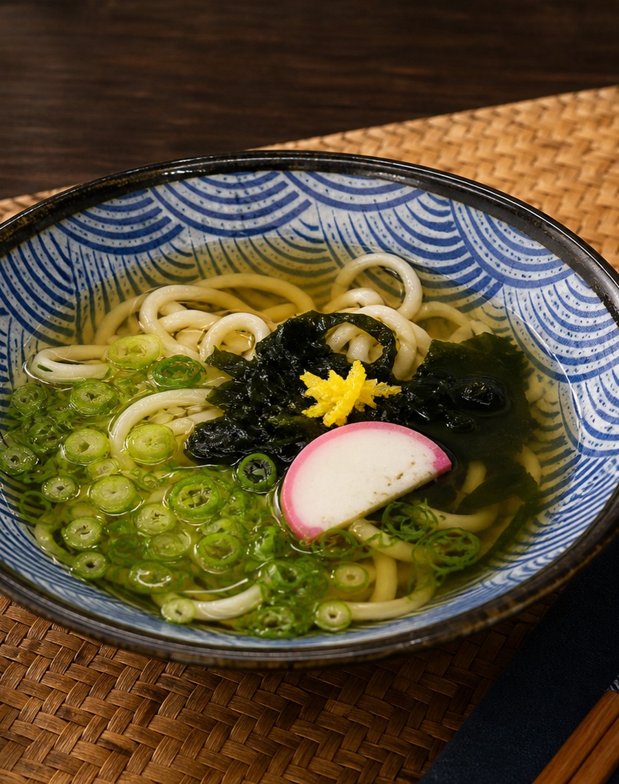 Tempura Udon broth and noodles